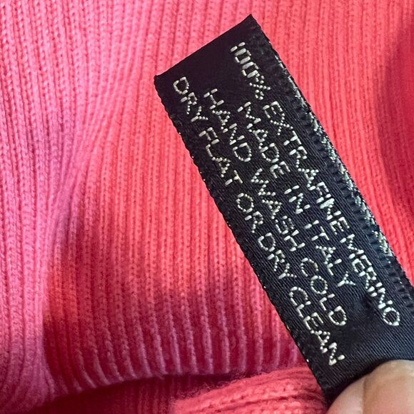 Vintage Harold's Scarf Wool Ribbed Rectangular 60x10" made in Italy Pink Scarave - Picture 6 of 6